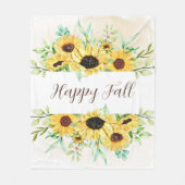 Herbstsonnenblumenrahmen mit anpassbarem Text Fleecedecke (Vorderseite)