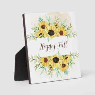 Herbstsonnenblumenrahmen mit anpassbarem Text Fotoplatte
