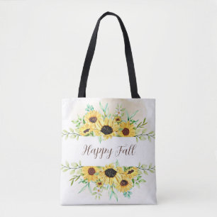 Herbstsonnenblumenrahmen mit anpassbarem Text Tasche