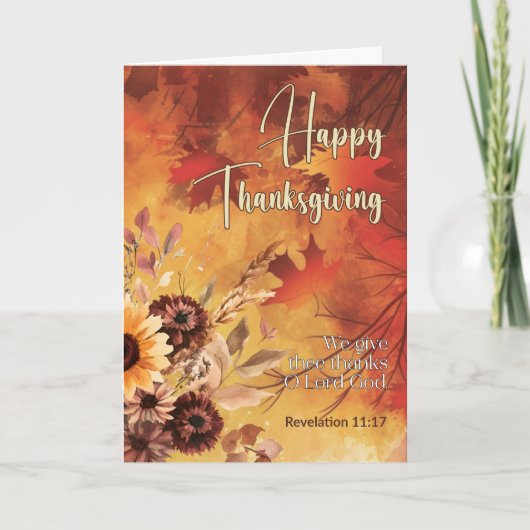 Herbstsonnenoffenbarung 11:17 Glückliches Erntedan Karte (Vorderseite)