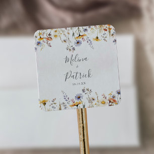 Herbstsonnenschein-Wildblume Hochzeiten Umschlag A Quadratischer Aufkleber