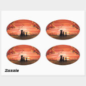 Herbstsonnenschläfer Hunde und Katzen Ovaler Aufkleber (Blatt)