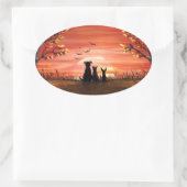 Herbstsonnenschläfer Hunde und Katzen Ovaler Aufkleber (Tasche)