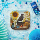 Herbstsonnenvögel auf der Küchentisch-Decoupage Pappteller (Party)