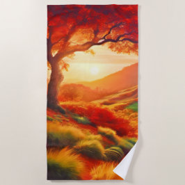 Herbstsonnige Landschaftsmalerei Kunst Strandtuch