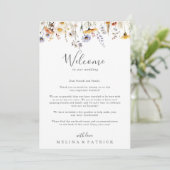 Herbstsonnige Wildblume Hochzeit Begrüßungsschreib (Stehend Vorderseite)