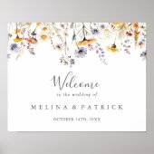 Herbstsonnige Wildblume Hochzeit willkommen Poster (Vorne)
