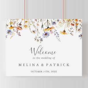 Herbstsonnige Wildblume Hochzeit willkommen Poster