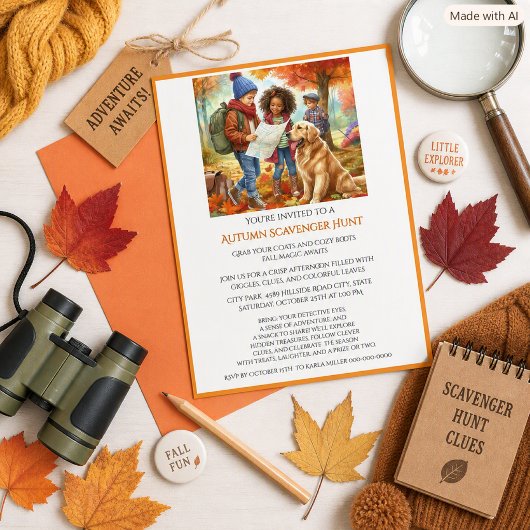 Herbstspazierenjagd für Kinder Flyer