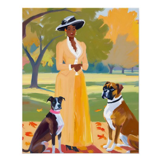 Herbstspaziergang: Afro Women with Dog in Regency  Poster (Vorderseite)