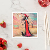 Herbstspaziergang Halloween Hexenfantasy Art Serviette (Beispiel)