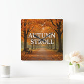 Herbstspaziergang Quadratische Wanduhr (Zuhause)