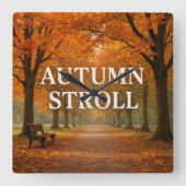 Herbstspaziergang Quadratische Wanduhr (Vorderseite)