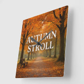 Herbstspaziergang Quadratische Wanduhr (Winkel)