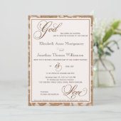 Herbstspitze Gott ist Liebe Christlich Hochzeit Einladung (Stehend Vorderseite)