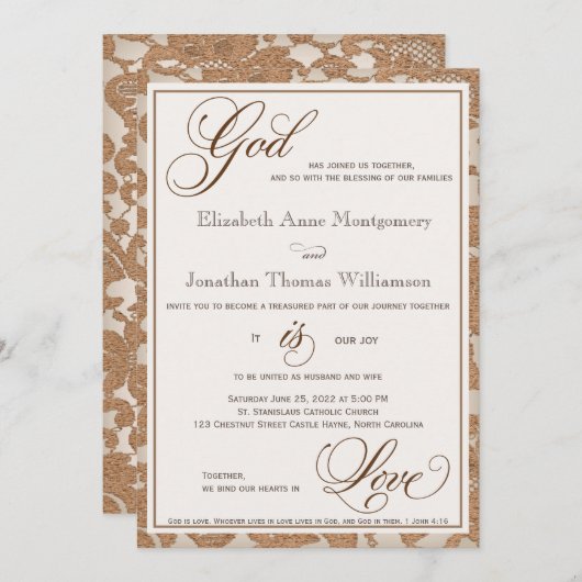 Herbstspitze Gott ist Liebe Christlich Hochzeit Einladung (Vorne/Hinten)