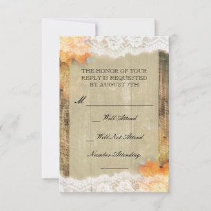 Herbstspitze Rustikale Hochzeit R.S.V. P. RSVP Karte