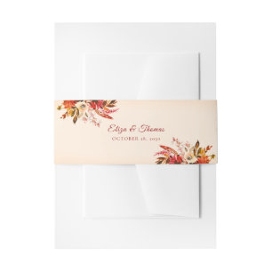 Herbstsplendor Fall Bouquet Blushed Linen Hochzeit Einladungsbanderole