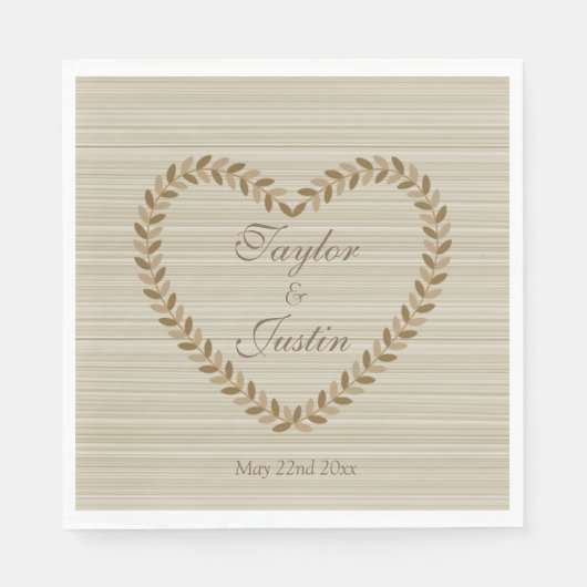 Herbstsprigs Blätter Herz Zen Hochzeitsnapkins Serviette (Vorderseite)