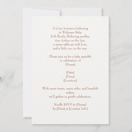 Herbstsprinkle, stürmische Rose Einladung (Rückseite)