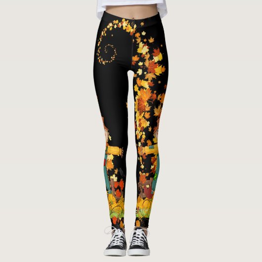 Herbstspur lässt Hübsch schwarz oder braun Leggings (Vorderseite)