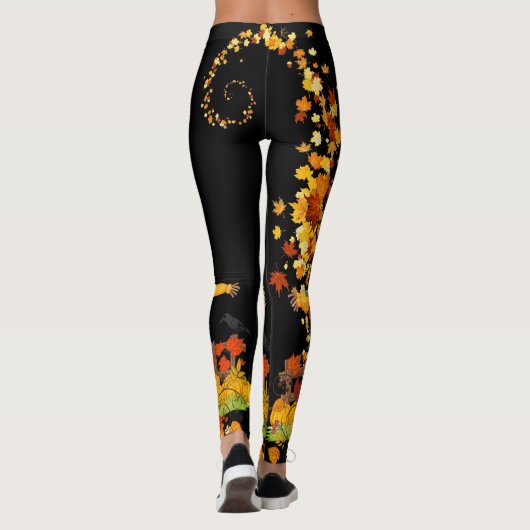 Herbstspur lässt Hübsch schwarz oder braun Leggings (Rückseite)