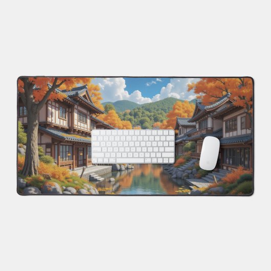 Herbststadt - Studio Ghibli Inspiriert Schreibtischunterlage (Tastatur & Maus)