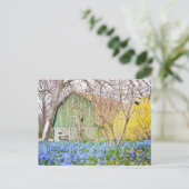 Herbststall mit blauer Blume Postkarte (Stehend Vorderseite)