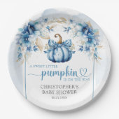 Herbststaub in Blau- und Goldkürbis-Blume Pappteller (Vorderseite)