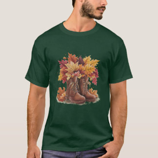 Herbststiefel mit Herbstlaub Gemütlicher Herbst Wa T-Shirt