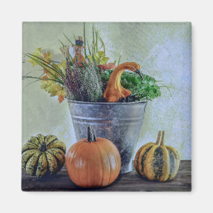 Herbststillleben mit Kürbissen, Blumen Magnet