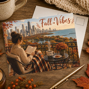 Herbststimmung Cozy Chicago Balkon Postkarte