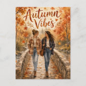 Herbststimmung Fallende Blätter Herbst  Postkarte (Vorderseite)