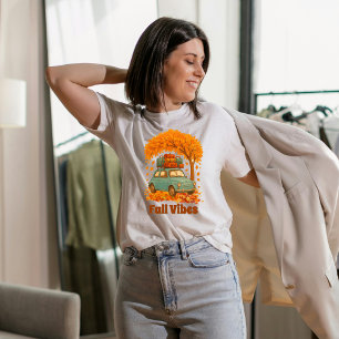 Herbststimmung Retro-Auto Herbstlaub Tri-Blend Shirt