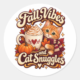 Herbststimmung und Katzenschmusezeit Cozy Autumn C Runder Aufkleber