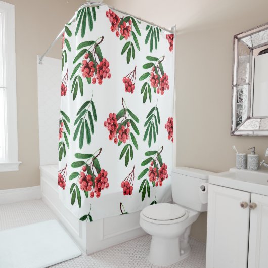 Herbststrahlrowan mit Aquarellfarbe Duschvorhang (Beispiel)