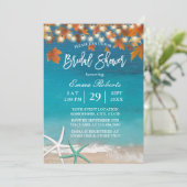 Herbststrand Hochzeit Starfish Brautparty Einladung (Stehend Vorderseite)