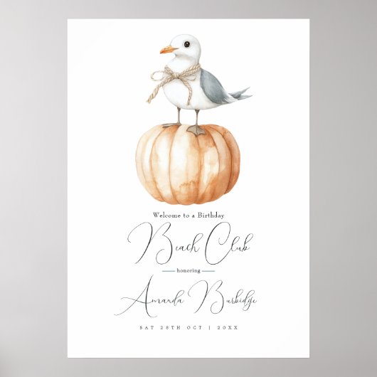 Herbststrandklub-Willkommensschild - Coastal Chic Poster (Vorne)