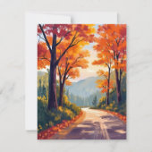 Herbststraße | Aquarell Herbstlaub Blätter Karte (Vorderseite)