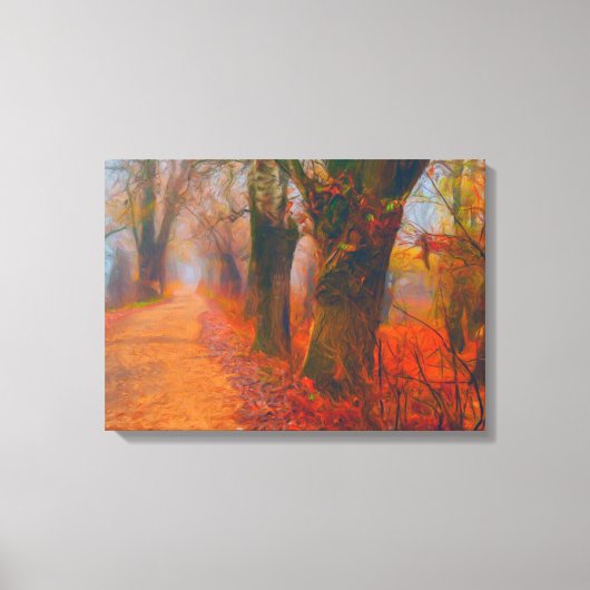 Herbststraße durch die Wald-Mauer Kunst Leinwanddruck (Vorderseite)