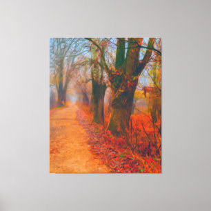 Herbststraße durch die Wald-Mauer Kunst Leinwanddruck