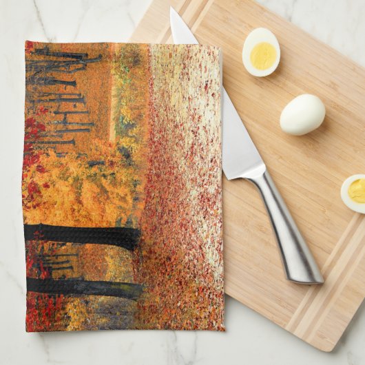 Herbststraße Geschirrtuch (Viertel Falte)