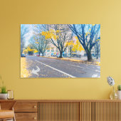 Herbststraße mit gelben Blätter Leinwanddruck (Insitu (Wohnzimmer))