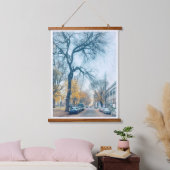 Herbststraße mit Tall Bared Tree Wandteppich Mit Holzrahmen (Schlafzimmer)