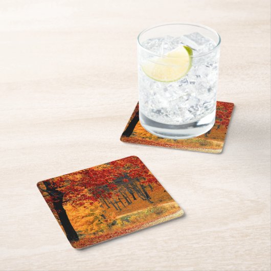 Herbststraße Rechteckiger Pappuntersetzer (Vor Ort)