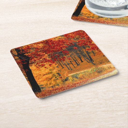 Herbststraße Rechteckiger Pappuntersetzer (angewinkelt)