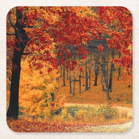 Herbststraße Rechteckiger Pappuntersetzer (Vorderseite)