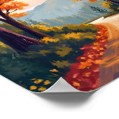 Herbststraße | Wasserfarbe Herbstlaub Blätter Poster (Ecke)
