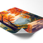 Herbststraße | Wasserfarben Herbstlaub Blätter Poster (Ecke)