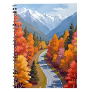 Herbststraße Wasserfarben-Natur Herbstlaub Notizblock